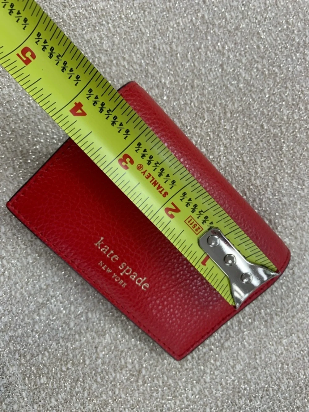 kate spade Red Pebbled Leather Wallet with Gold Logo